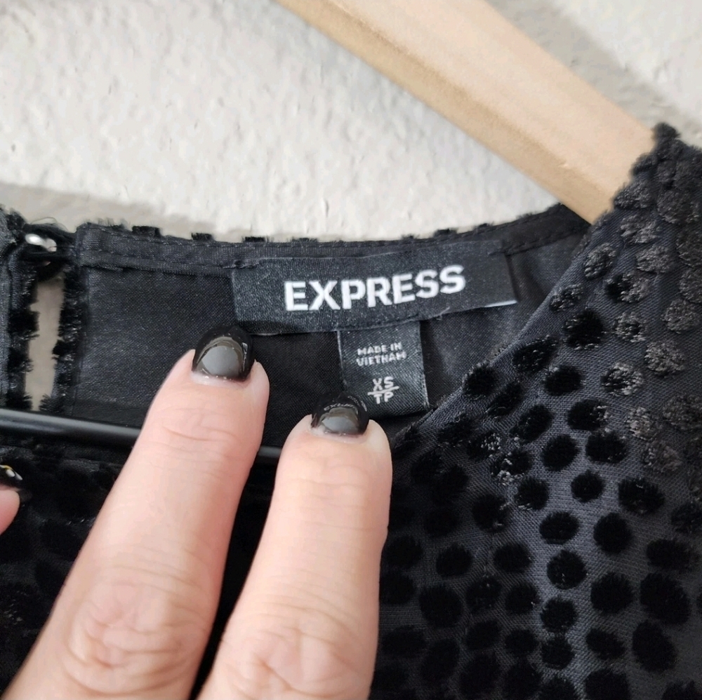 Express • Black Velvet Polka Dot Dress - Picture 8 of 12